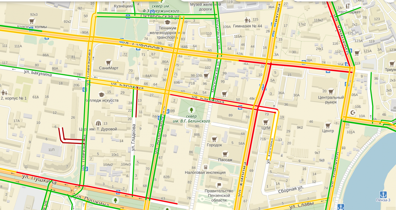 Карта пензы с дорожными знаками