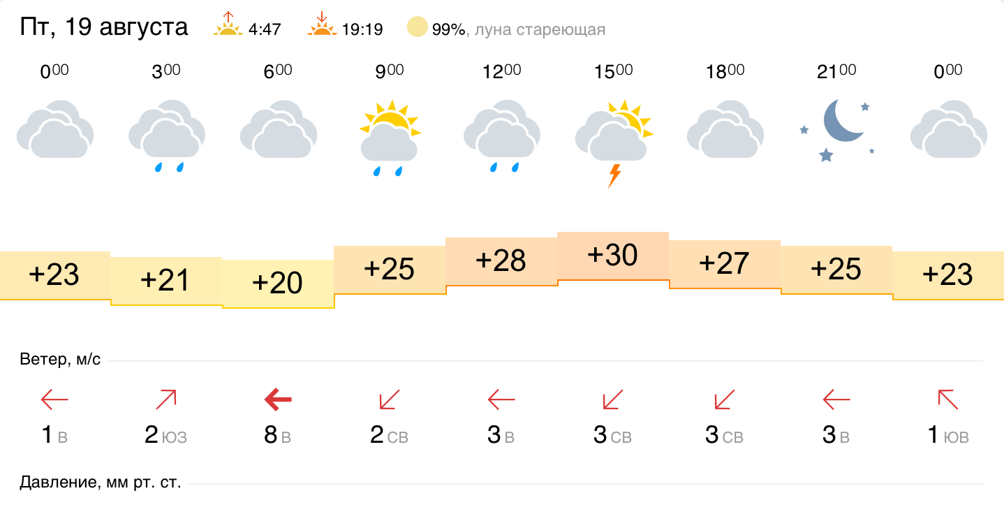 Погода днем пенза