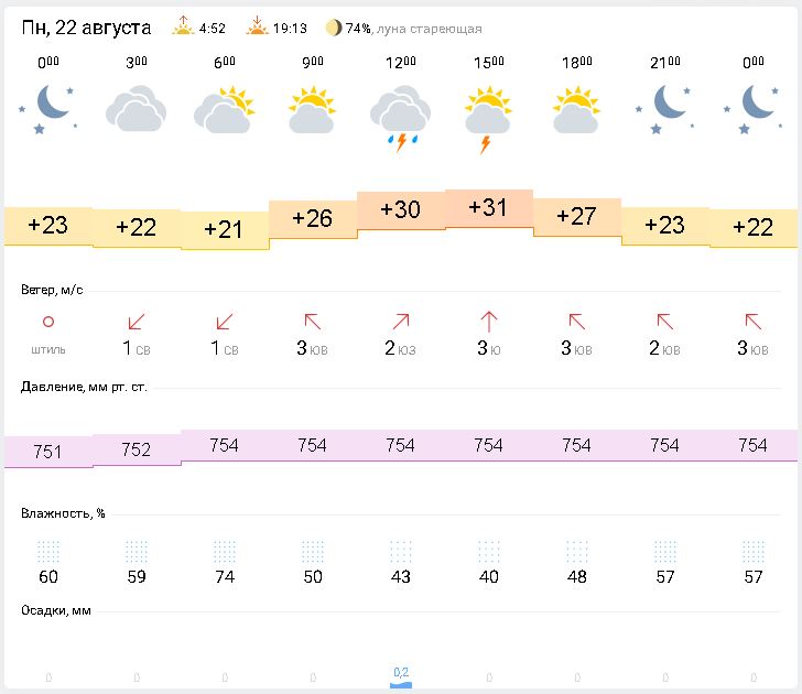 Погода днем пенза