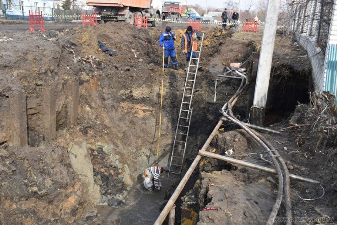 Когда закончится ремонт. Реконструкция водопровода в селе Терновка. Пенза вода в Терновке. В земле Терновки работников. Пенза Горводоканал аварии улица Ангарская.