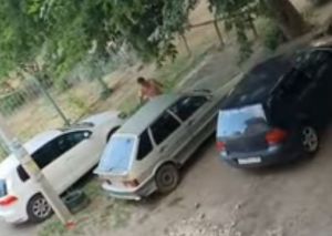 В Пензе совершенно голый дебошир ходил по двору и громил машины. Видео (18+)