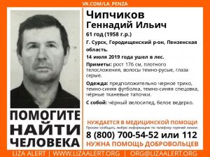 Пензенские добровольцы повторно выезжают на поиск 61-летнего Геннадия Чипчикова