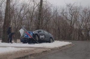 В пензенском районе Арбеково автомобиль снес дорожный знак