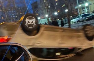В пензенском Арбеково автомобиль перевернулся на крышу