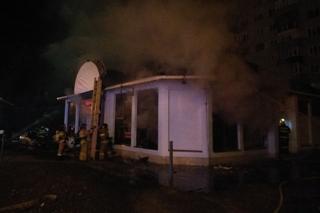 В Пензе ночью 29 пожарных тушили загоревшийся торговый павильон