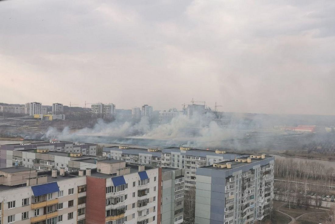 В Пензе на улице Лядова огонь подходит к гаражам. Видео