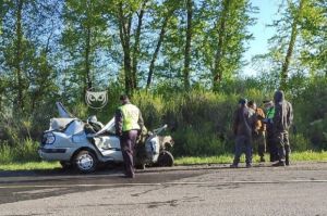 Легковушка «всмятку». Фото с места смертельной аварии под Пензой
