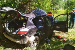 Слетела с дороги и врезалась в дерево. Фото с места ДТП в Пензенской области