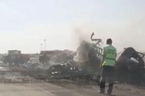 Появилось видео с места происшествия на трассе, где сгорела фура