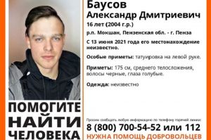 В Мокшане Пензенской области пропал 16-летний подросток