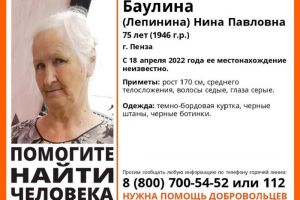 В Пензе разыскивают 75-летнюю Нину Баулину