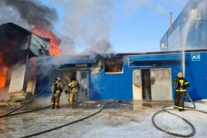 Опубликовано видео с места пожара на мебельной фабрике в Кузнецке