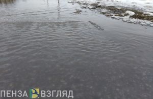 Жительница Пензы не может выйти из дома с 6 утра из-за подтопления двора