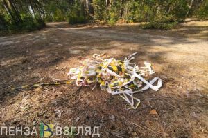 Пензенцы оставляют на Сурском водохранилище десятки метров сигнальной ленты