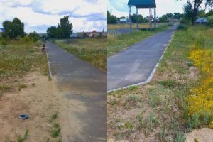 В селе Индерка благоустраивают территорию возле стадиона