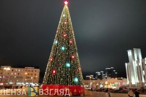 В Пензе провели пробный пуск иллюминации на главной елке