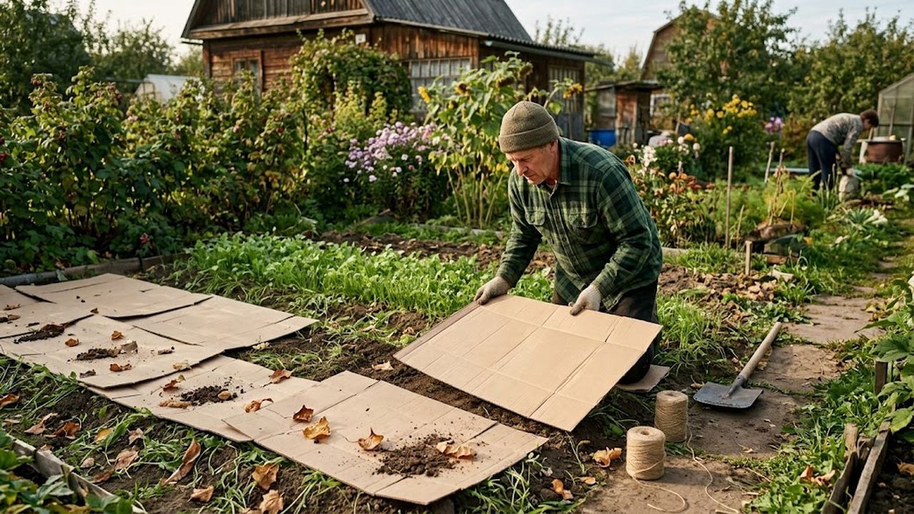 Осенний трюк с картоном и горчицей: как я забыл про весеннюю прополку и перекопку грядок в сентябре