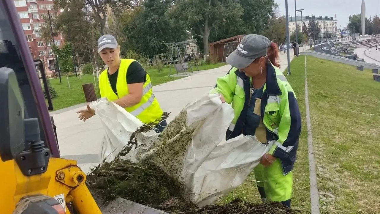 На набережной Суры в Пензе почистили воду от ряски
