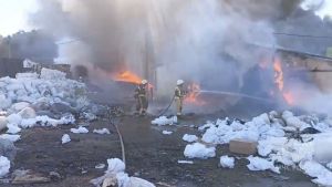 Пожар на площади 1000 квадратных метров тушат спасатели в районе села Богословка