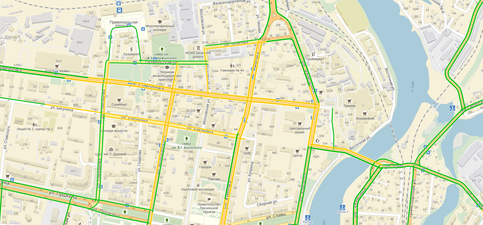 Спутник Пенза карта. Пенза на карте. Карта центра Пензы. Карта Пензы с улицами.