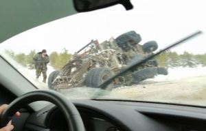 В Пензенской области грузовик слетел с трассы и перевернулся. Фото