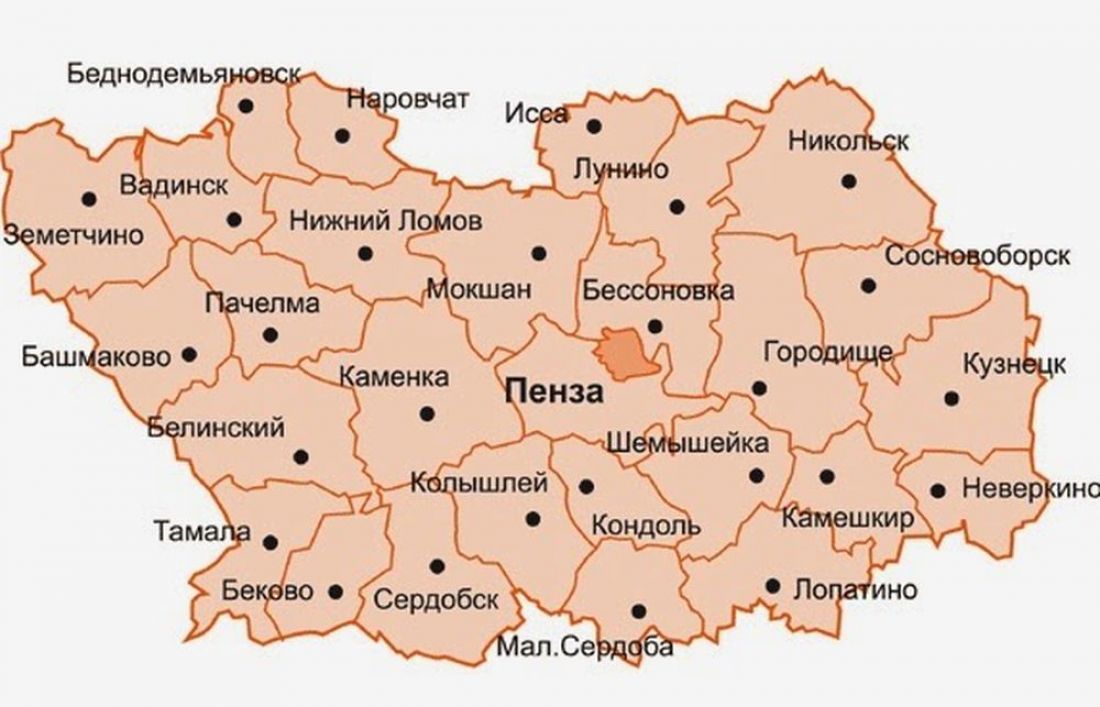 Пензенская область карта административная - 95 фото