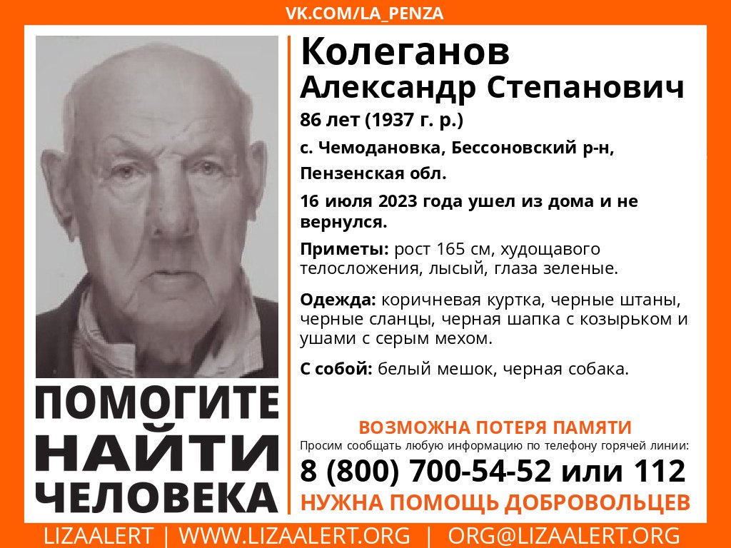 В Пензенской области пропал 86-летний мужчина